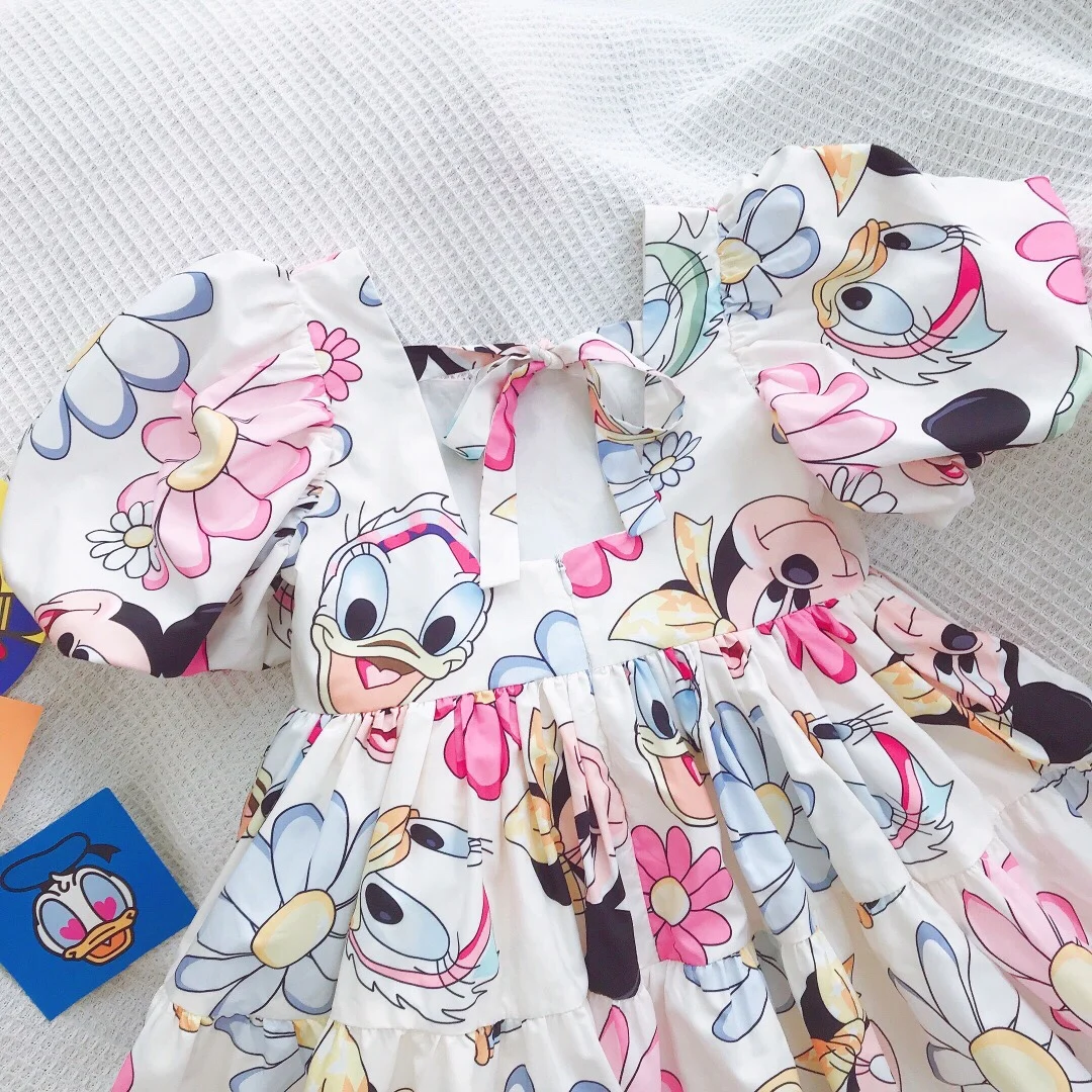 Платье детское летнее с пышными рукавами и открытой спиной |