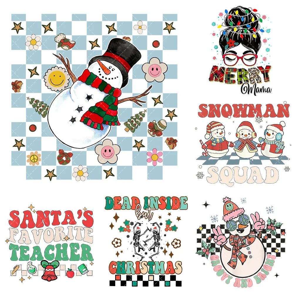 Подарочные рождественские термопереносные наклейки для одежды виниловые