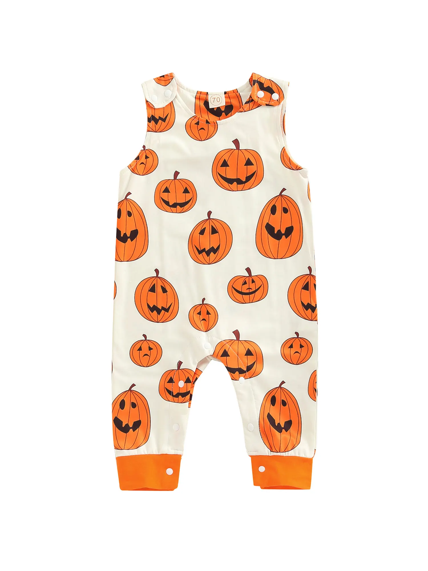 

Baby Boys Girls Halloween Clothes Newborn Long Sleeve Hooded Romper Pumpkin Ghost Print Jumpsuit Zipper Playsuit Outfits