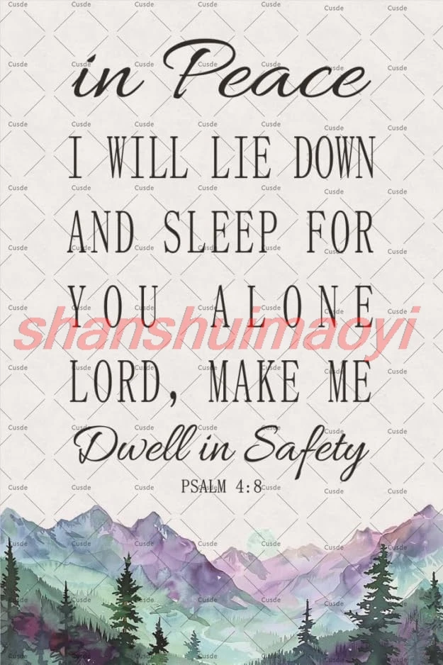 Металлическая вывеска Psalm 4:8 Religiou KMN