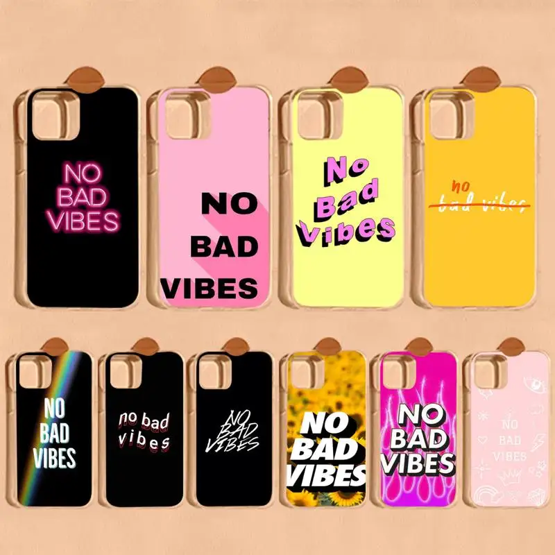 

MaiYaCa No Bad Vibes Phone Case for iPhone 11 12 13 Mini Pro Max 8 7 6 6S Plus X 5 SE 2020 XR XS Case shell