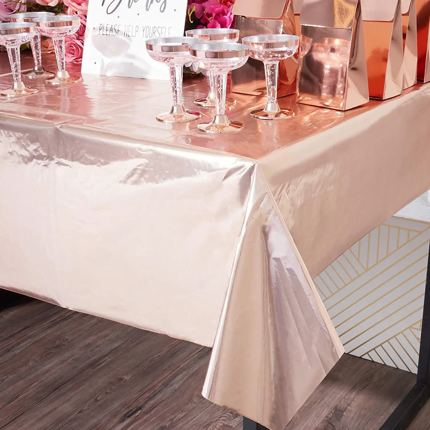 

Birthday Party Decoration Rose Gold Tablecloth 137 * 274 Pet Bright Face Decorations Bachelorette Event Festive Supplies Home