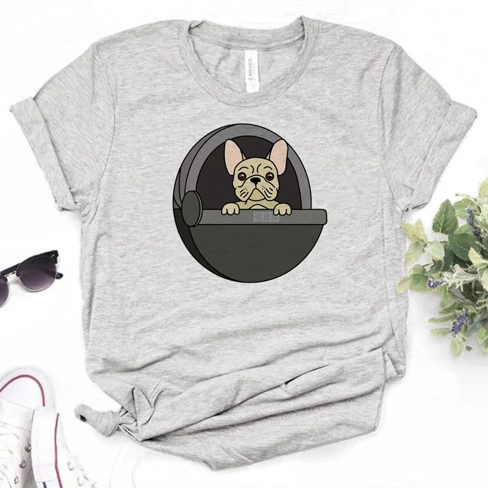 

French Bulldog Tee women Japanese funny Y2K Tee female harajuku clothes