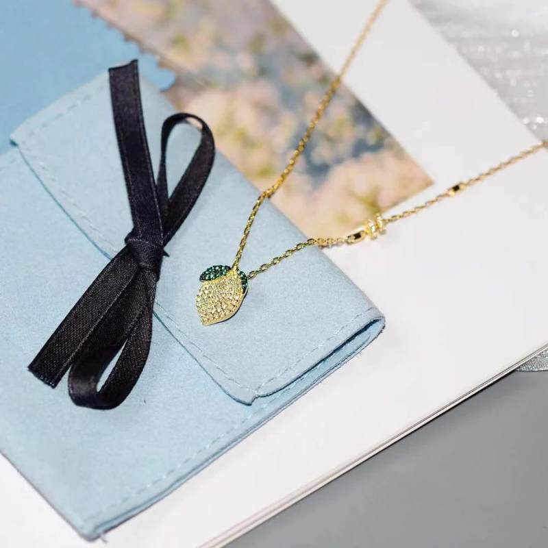 

925 sterling silver zirconia fashion fruit lemon necklace for women collarbone chain light luxury vintage luxury brand jewelry