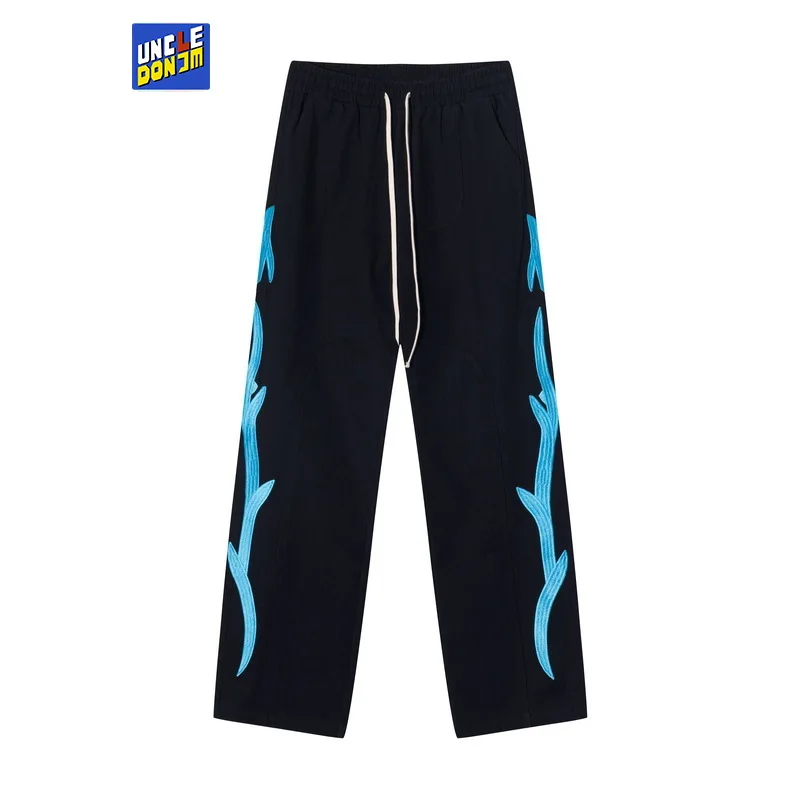 

Side Flame Embroidery Cargo Pants Men Japanese Streetwear Pants HIP HOP Tactical Pants Korean Clothes Dropship