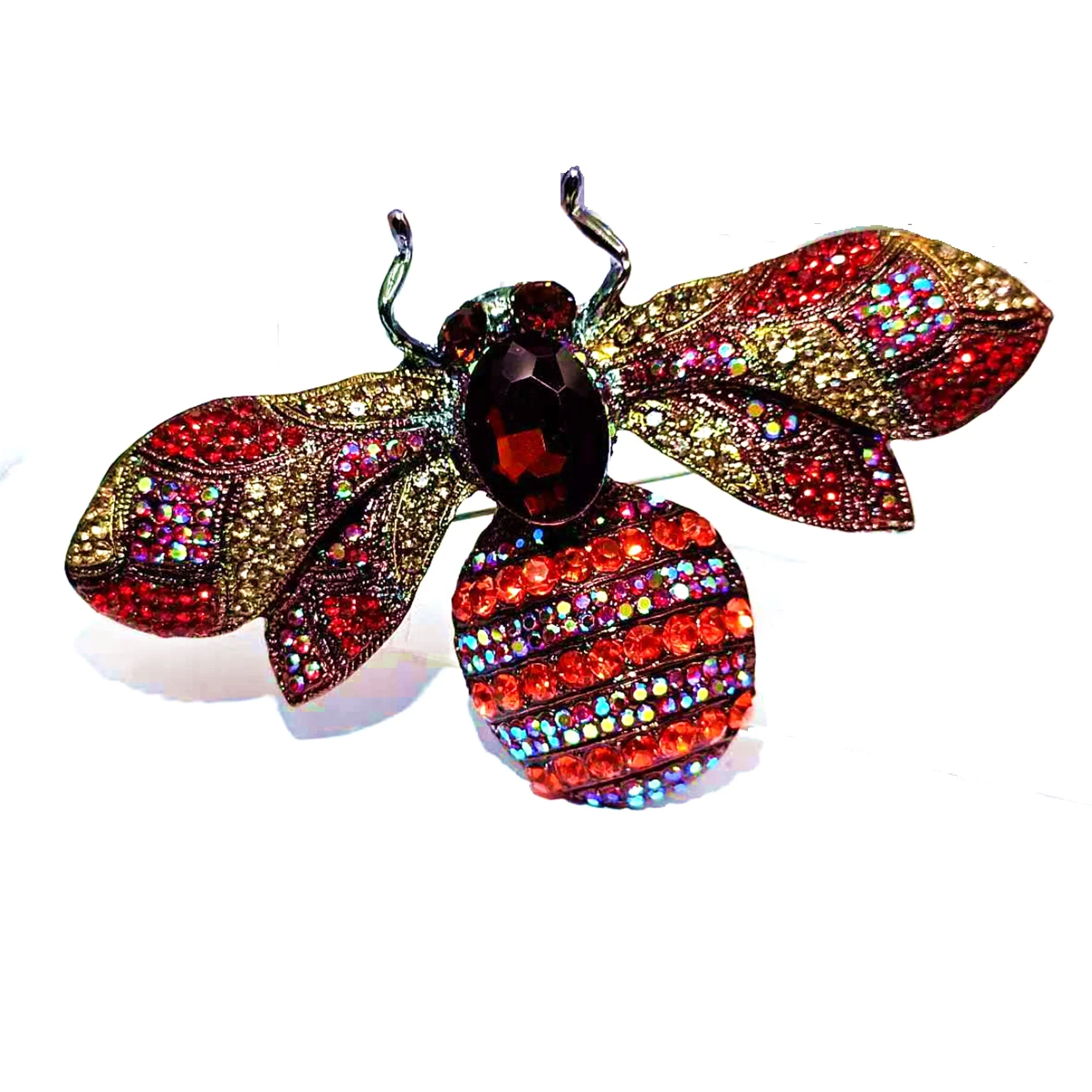 

Gorgeous Large Statement Red Bee Brooch Pin Vintage Inspiration Jewelry for Buttoned-up Collar Blazer Mini Bag Sweater Clothes