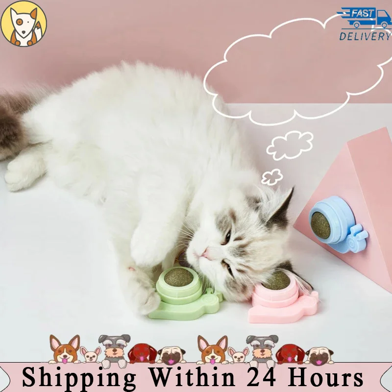 

Ctnip Balls For Cat Ball Cat Toys Cat Treat Toys Snack Self-Adhesive Rotated Cats Wall Mount Molar Teething Toy For Wholesale