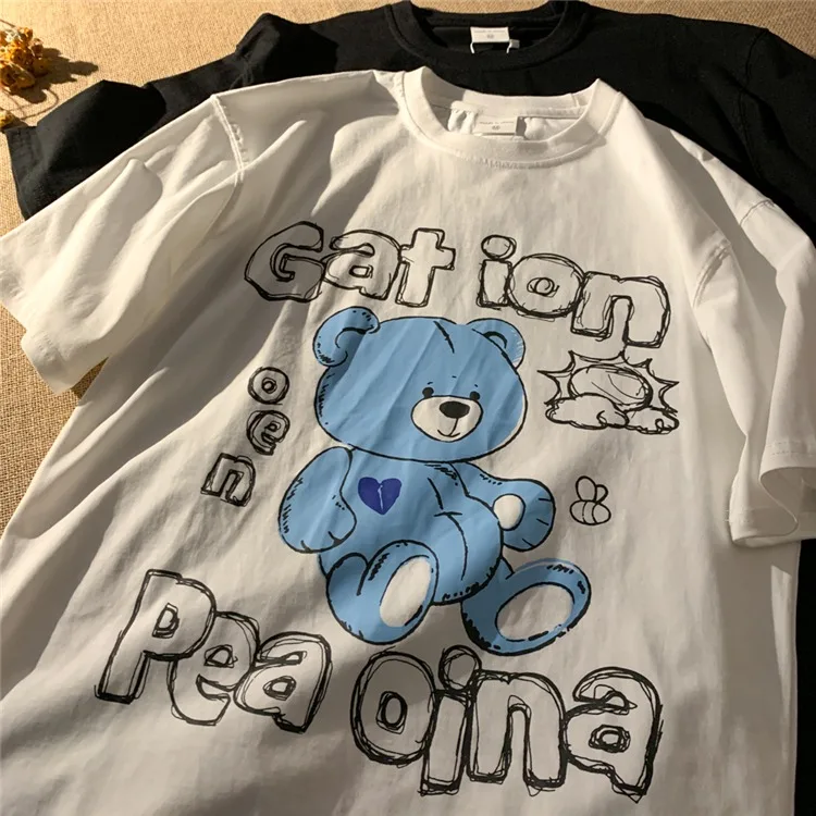 

2022 Summer Plus Size Printed Short Sleeve T-Shirt 100% Cotton Rib Collar Bag Collar Bag Shoulder Good Quality