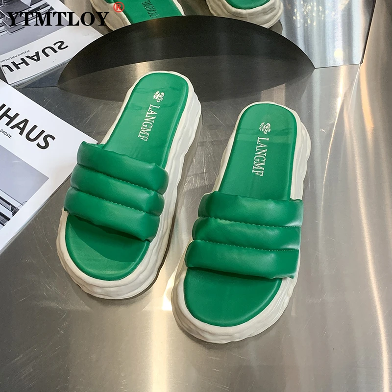 

Сланцы женские на низкой платформе, мягкие Роскошные туфли из искусственной кожи, роскошные римские тапки, лаконичные, повседневная обувь, ...