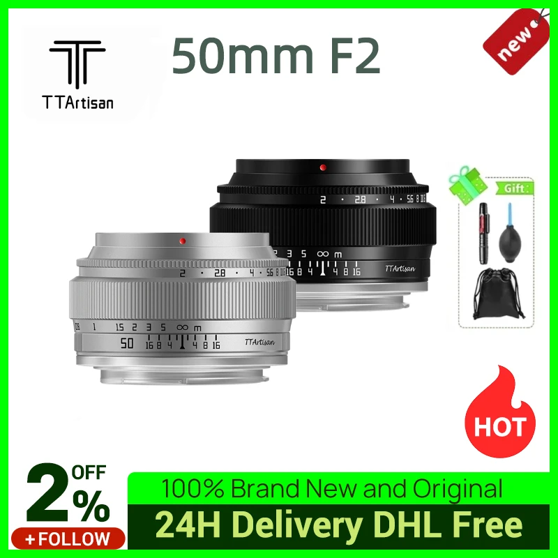 

Объектив TTArtisan 50 мм F2 Prime для камеры Sony E Mount Fujifilm XF Canon M Leica L Nikon Z30 Panasonic Olympus M43
