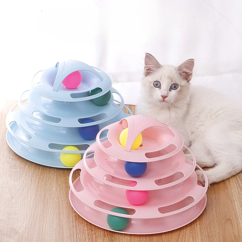

3/4 Levels Cats Toy Tower Tracks Cat Toys Interactive Cat Intelligence Training Amusement Plate Tower Pet Products Cat Tunnel