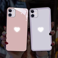 led shining phone case for iphone 11 12 13 pro max se2 glitter flash lighting cover glass cases for iphone 13 12 mini