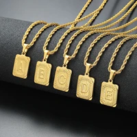 new european and american style 26 english letter square pendant necklace female 18k gold hip hop collarbone chain necklace