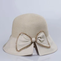 2022 new womens straw hats panamas uv protection sun visor beach hats fashion visors foldable female patch bow hat caps girl cap