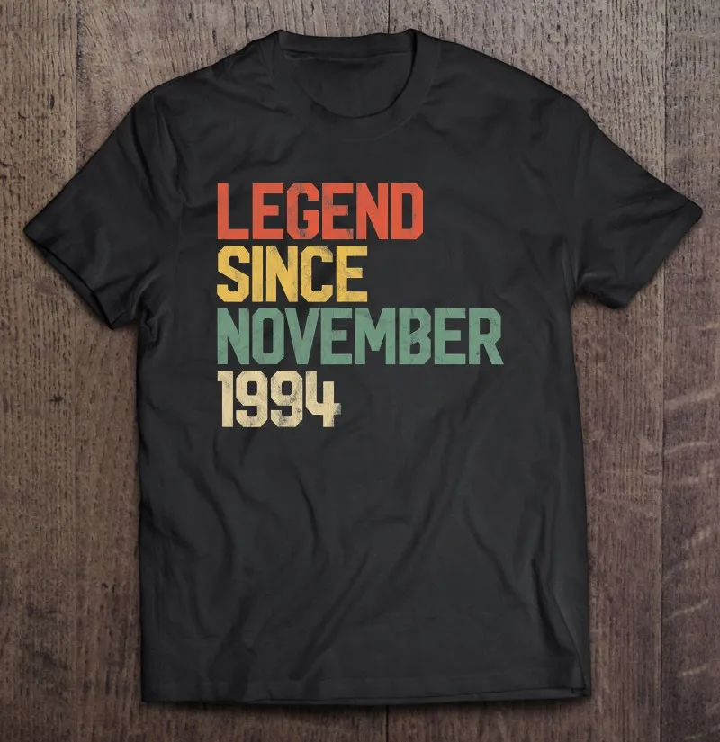 

Футболка мужская хлопковая, с надписью Legend с 27 ноября 1994 года, подарок на день рождения, 27 лет