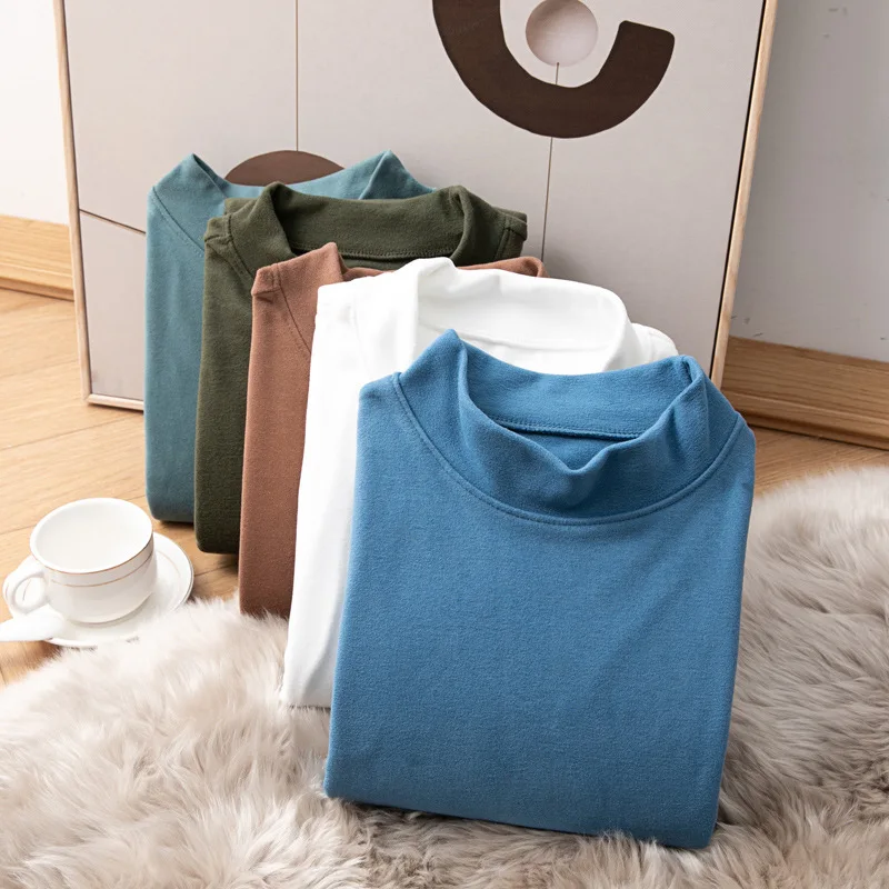 

Men Semi-turtleneck Warm Single Coat In Autumn Double-sided Velvet Single Piece Base Breathable Sanding Long-sleeved Underwear