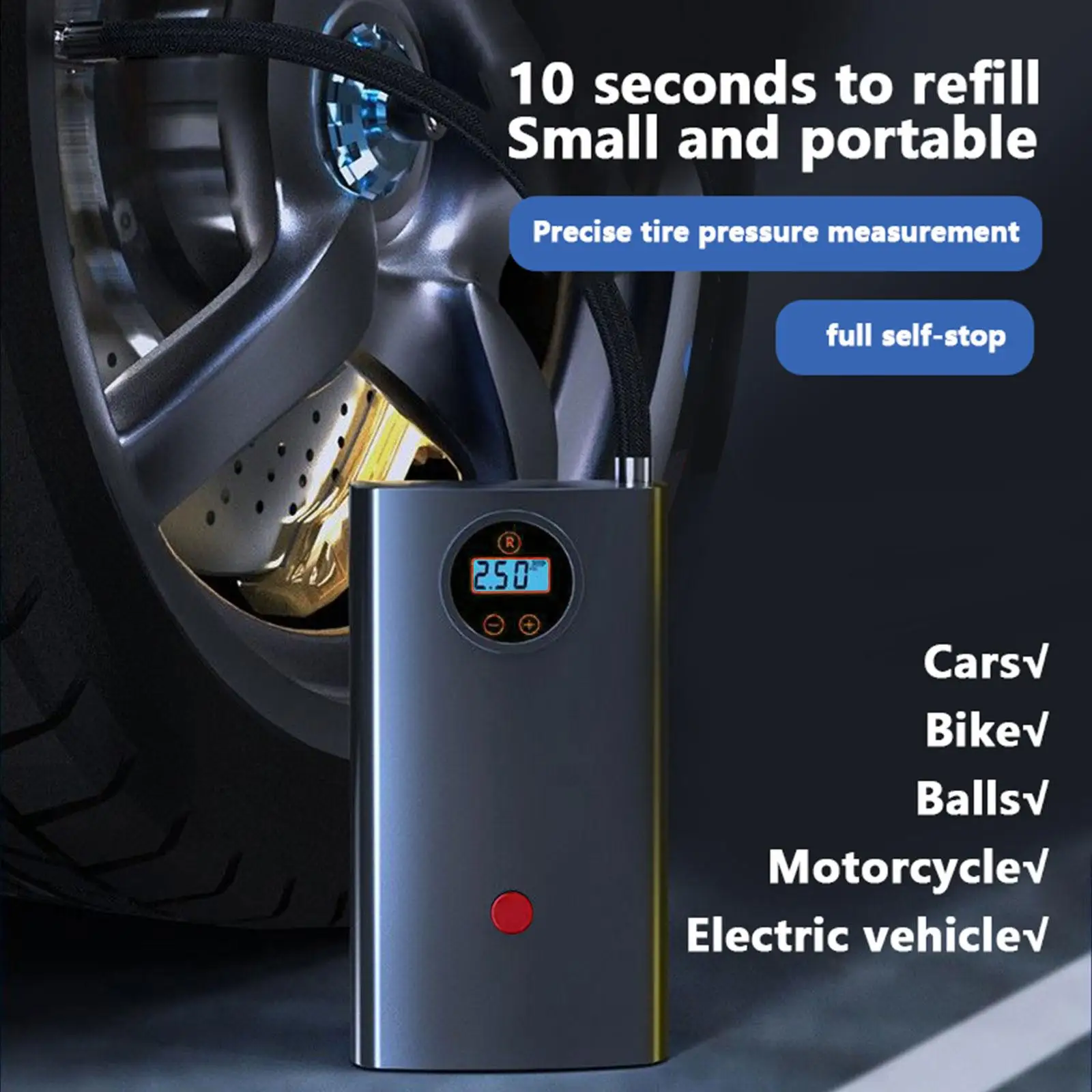 

Portable Car Air Compressor 12V For Motorcycles Bicycle Boat Ball 3000mAh Wireless Tyre Inflator Bicycle Air Injector Air Pump