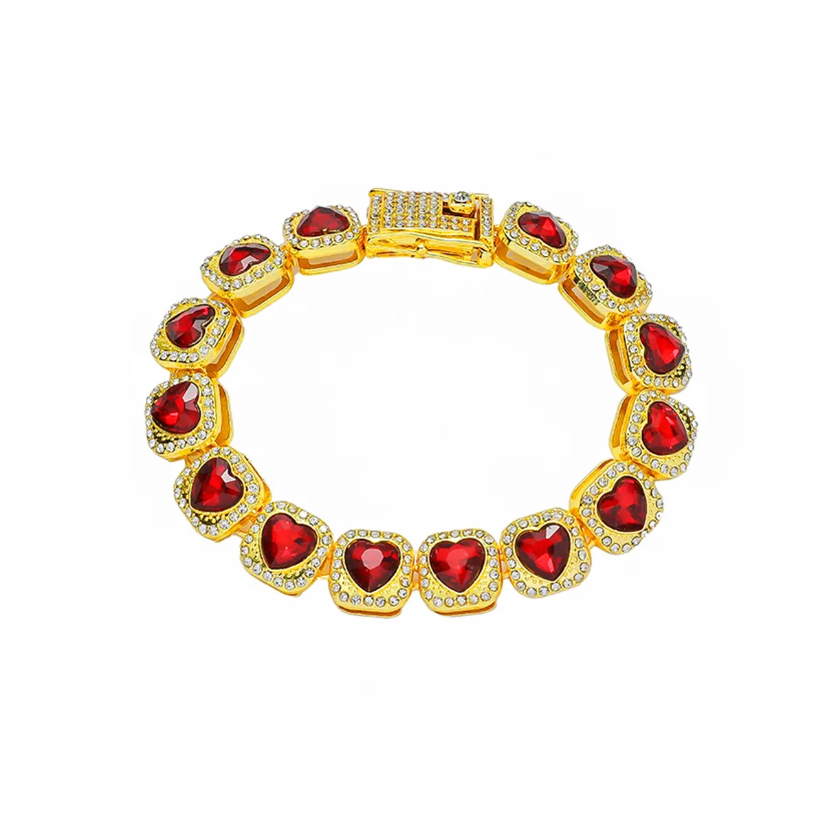 Модный хипстерский мужской браслет-цепочка с сердечками и бриллиантами в