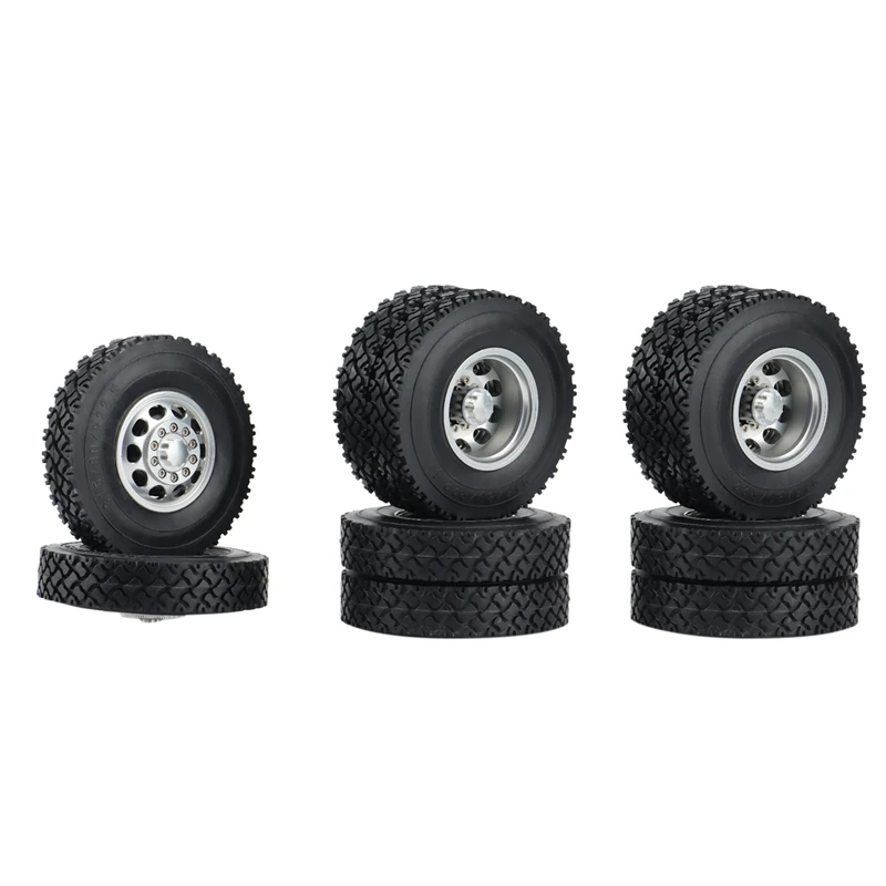 

Metal Front & Rear Wheel Rim Hub with 22mm Rubber Tires for 1/14 Tamiya SCANIA Semi RC Trailer Tractor Truck Car Parts A