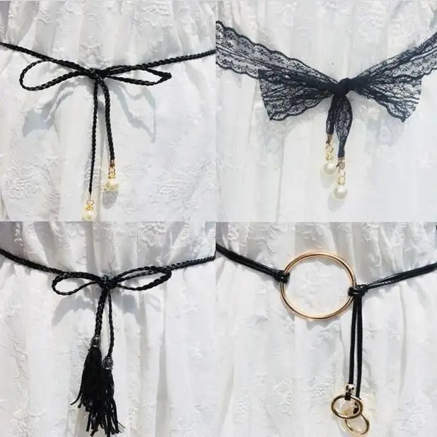 

Женский ремень из пеньковой веревки, плетеный ремень с жемчужинами карамельных цветов, 2019