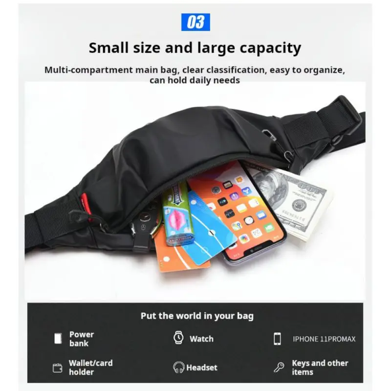 Водонепроницаемая Мужская поясная сумка многофункциональная нагрудная Сумочка