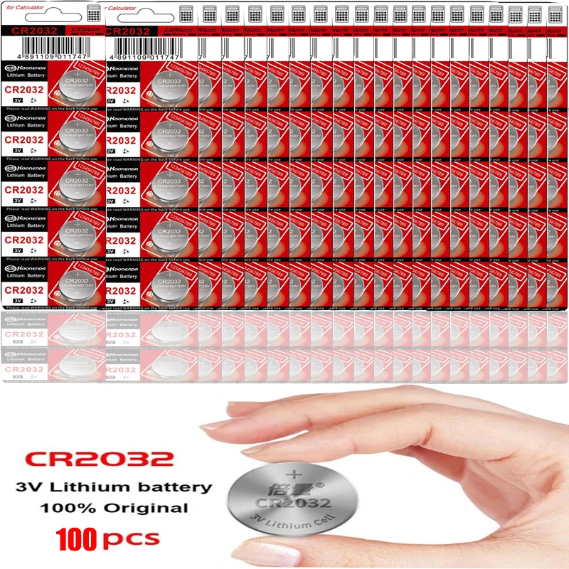 Original CR2032  DL2032 ECR2032 BR2032 2032 CR 2032 3V 100PCS Lithium Button cell Coin Battery Long Lasting for Watches