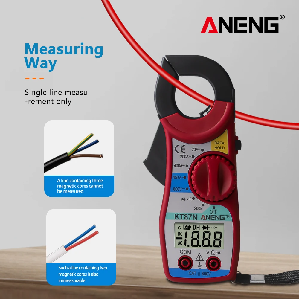 

ANENG KT87N 1PC LCD Digital Multimeter Amper Clamp Meter Current Clamp Pincers AC/DC Current Voltage Tester 3 Colors