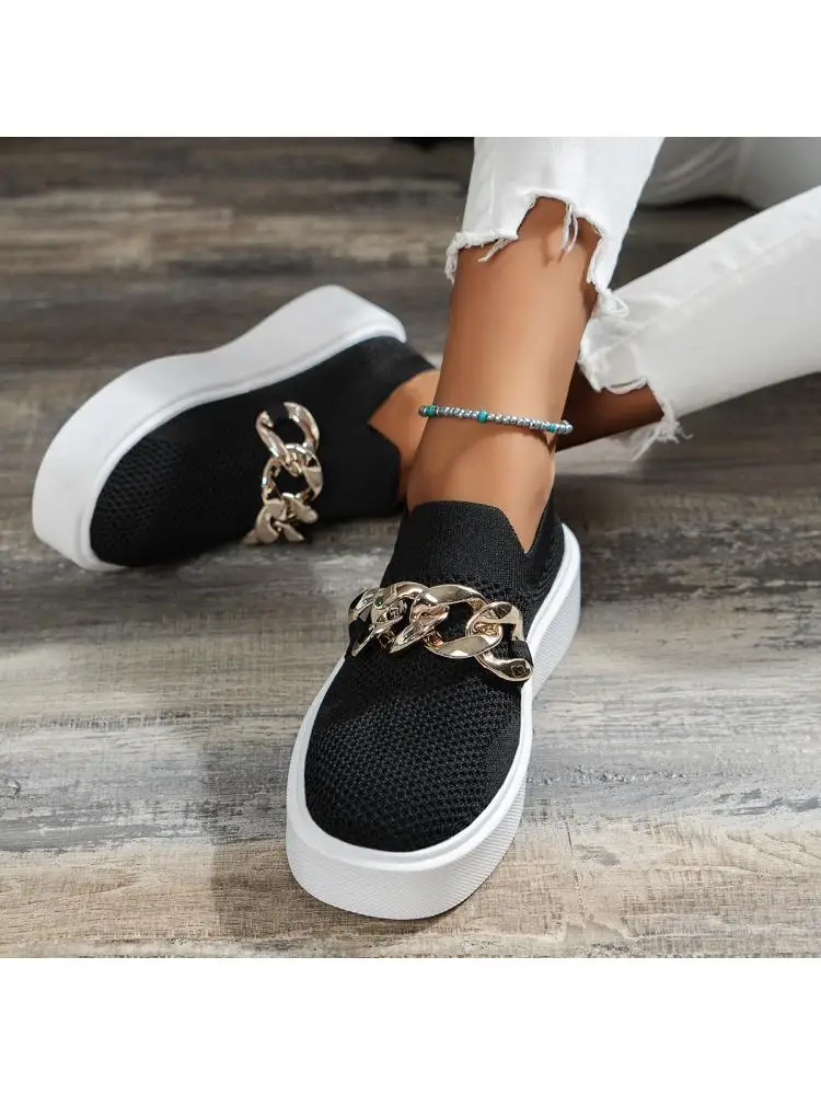 

Новинка Осень-зима 2022, Повседневная модная универсальная светильник Нескользящая сетчатая обувь с украшением цепочкой, женская обувь