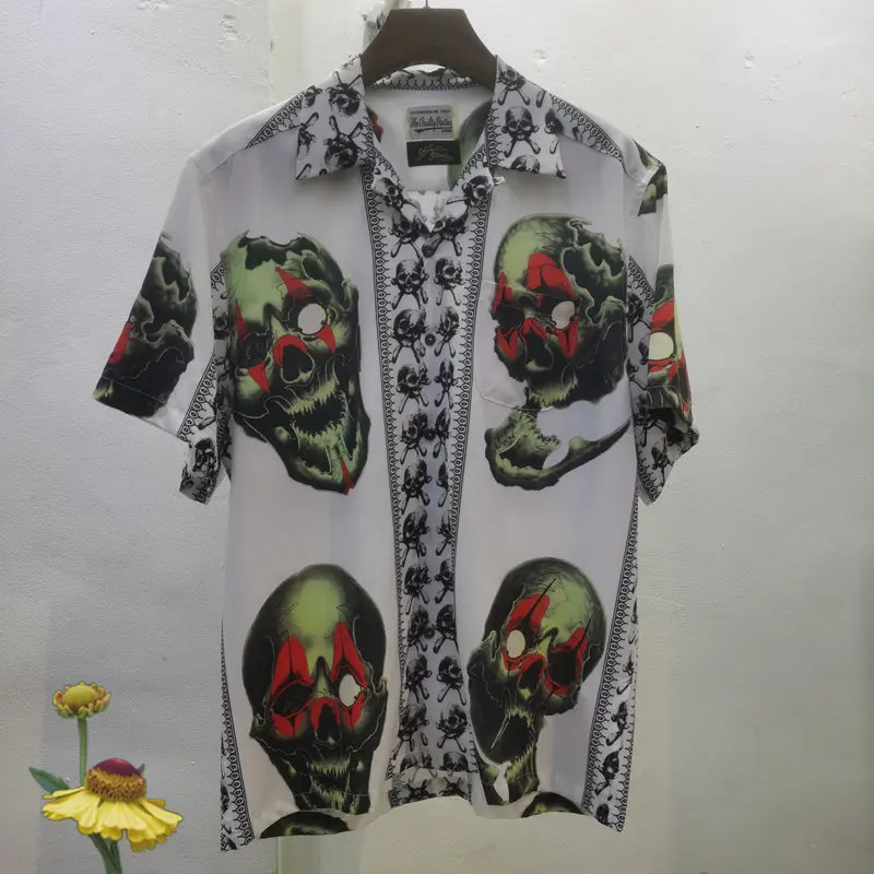 

WACKO MARIA Shirts Skull Print Short Sleeve Top Tee Japanese Style Men Women Couples Wacko Maria Shirts