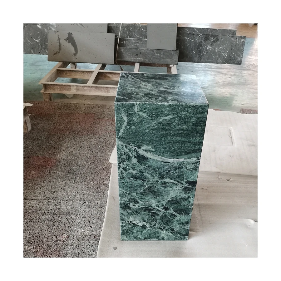 

Customized Natural Stone Home Decor Dark Green Color Natural Marble Cube Coffee Table Pedestal Antico Verde Marble Plinth