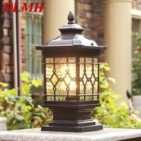 dlmh outdoor classical post lamp simple electricity led pillar light waterproof for villa courtyard retro garden landscape