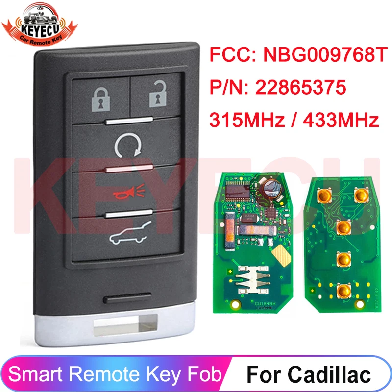 KEYECU NBG 009768 T для Cadillac ATS SRX CTS XTS DTS 2010 2011 2012 2013 2014 Smart Key Remote 315 МГц 433 МГц Брелок для бесключевого доступа
