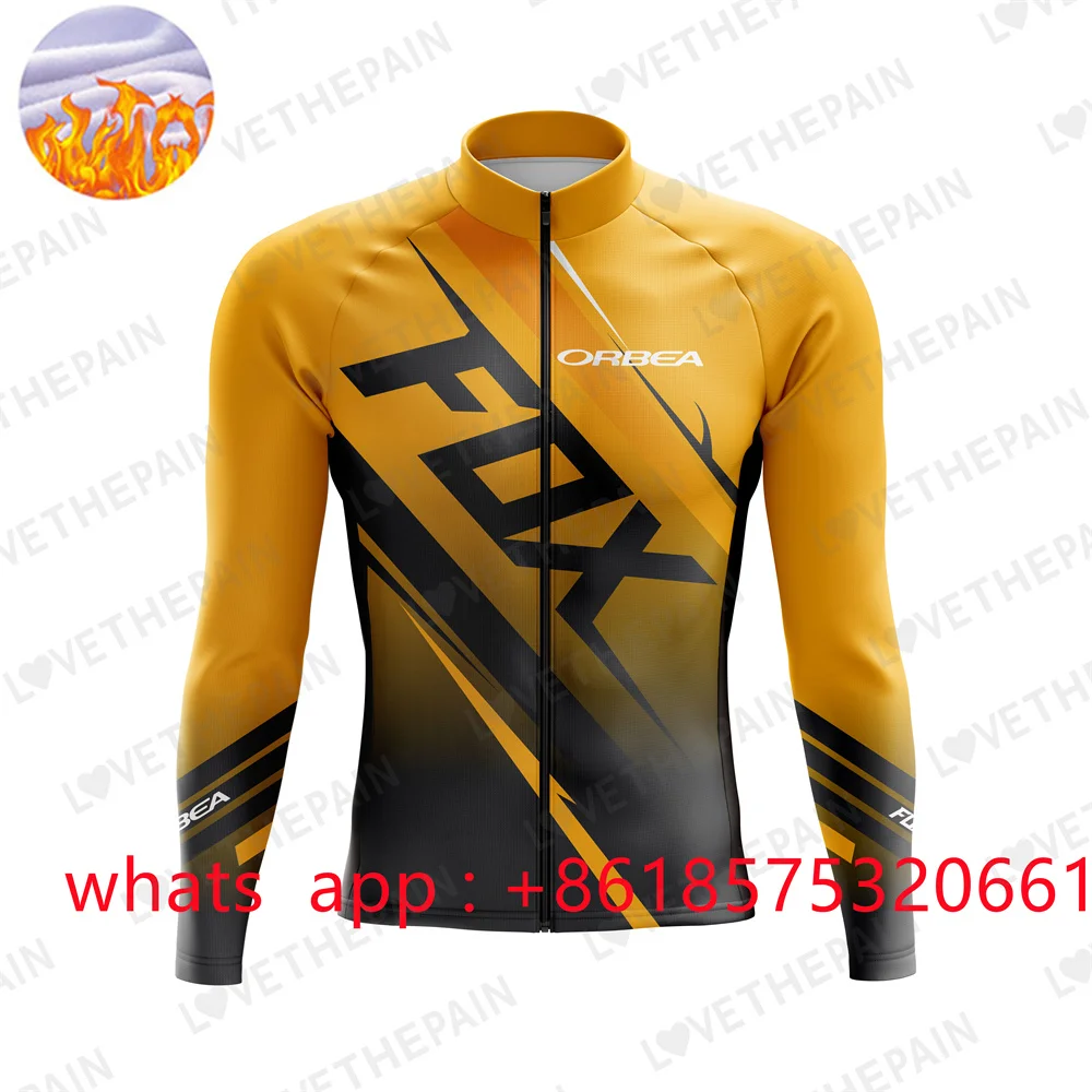 

ORBEAFOX Winter Team Winter Cycling Jersey Set Fleece Mens Cycling Clothing Long Sleeve MTB Bike Road Pants Bib Maillot Culotte