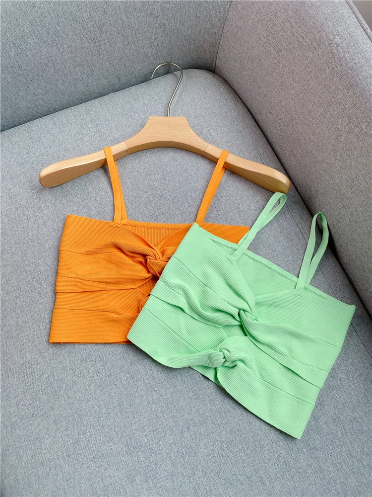 

Bow Knot Backless Camisole Top Women 2023 Summer New Design Sensual Sexy Slim Knitted Camisole Top Women's Top Free Shipping