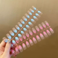 24 pcs flame fake nails with designs nail extra long coffin ballerina detachable full cover fake nails wedding party decoration