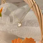 Модное ожерелье с подвеской в форме сердца, блестящая женская цепочка с опалом, 2021 темпераментная бижутерия, ожерелье-чокер, свадебные украшения, подарки