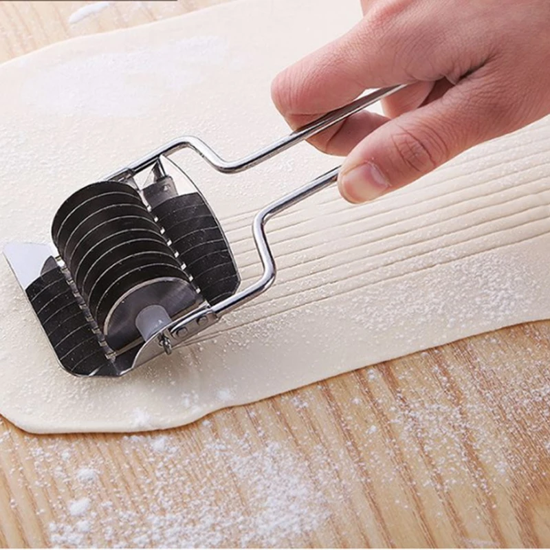 

Stainless Steel Spaghett Noodle Cutting Lattice Roller Docker Dough Cutter Tool Kitchen Tools DIY Dough Maker Tools