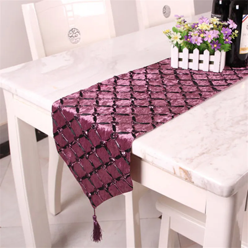 

Modern minimalist style Sequins net decor table cloth runner pure black gray table flag Sequin table cloth hotel bed towel flag