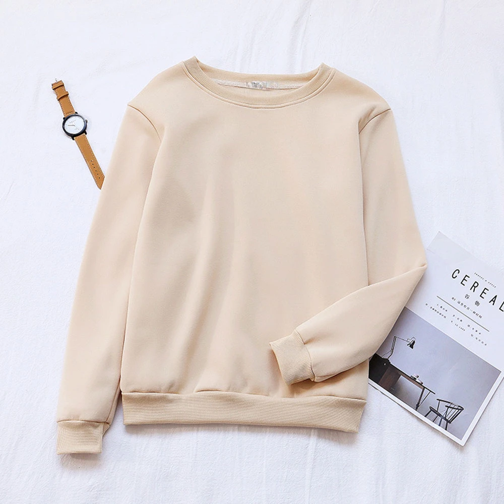 

y2k hoodies sudaderas sweatshirts Women Casual Long Sleeve O Neck Thick Hoodies Autumn Loose Fleece Sweatshirts Vintage Korean H