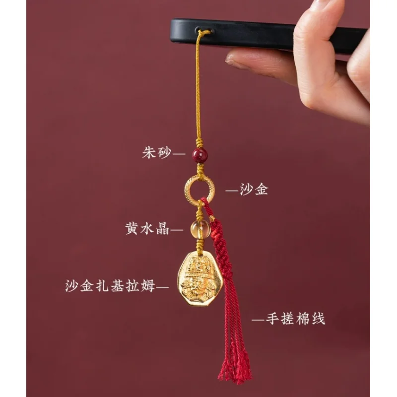 Древний стиль аллювиальное золото цепочка для телефона Zachilam кулон в тибетском