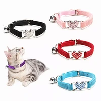 cute adjustable pet dog cat collar with heart shaped crystal diamond collar for kitten puppy leash collar for cat small dog