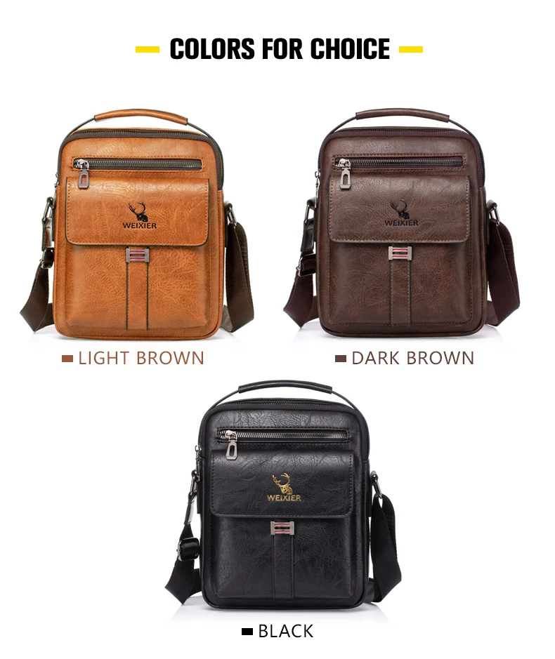 Men's PU Leather Business Fashion Anti-theft Shoulder Bags Waterproof Crossbody Sling Bag Handbag Travel Messenger Pack For Male
