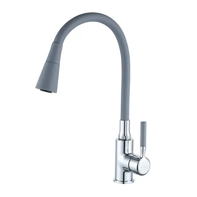 

Kitchen Faucet Black Single Handle White Kitchen Tap Single Hole Swivel 360 Degree Rubber Water Mixer Taps Faucets L4199