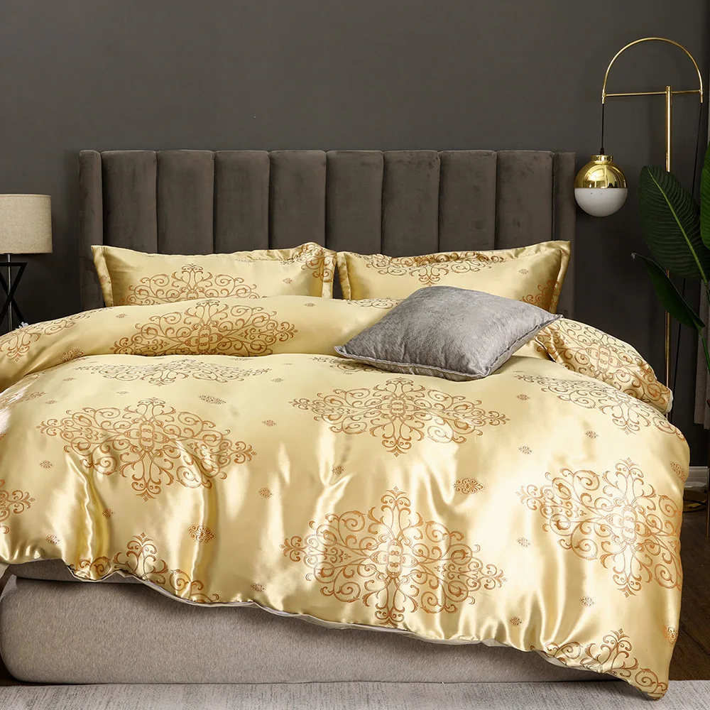 

Luxury Jacquard Duvet Cover 240x220 Tribute Silk Europe Bedding Set Comfort Single Double Queen Quilt Bed Cover 135 No Bed Sheet