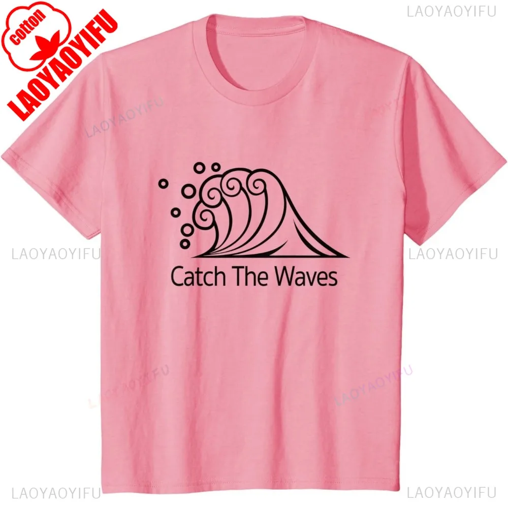 Catch The Waves Wave Surfer Surf Ocean Beach Lover Футболка для серфинга Хлопковая повседневная модная