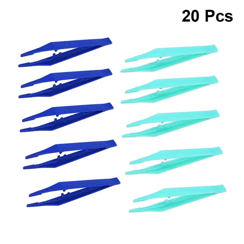 

10 шт., одноразовые медицинские пластиковые пинцеты для рукоделия (случайный цвет)