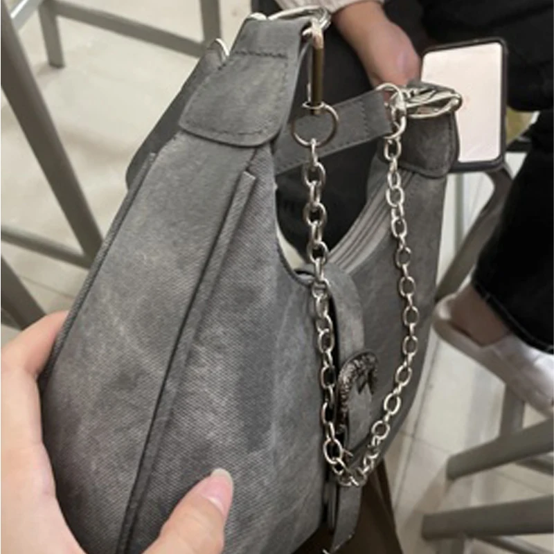 2023 Fashion Women's Armpit Bag Vintage Half Moon Bag Canvas Handbag Designer Shoulder Bag Small Handbag Protective Female Bagot