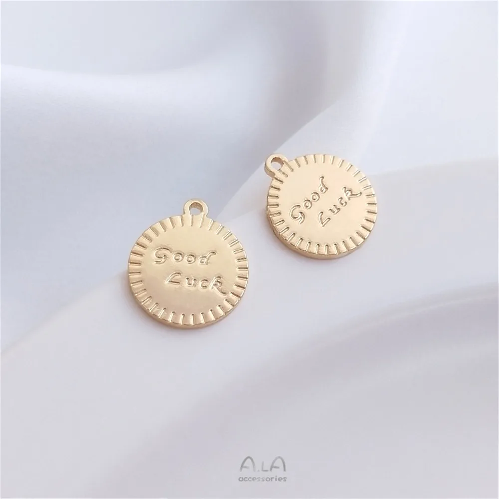 

14K Bag Gold Round brand pendant goodluck handmade DIY Necklace Bracelet clavicle Chain Pendant