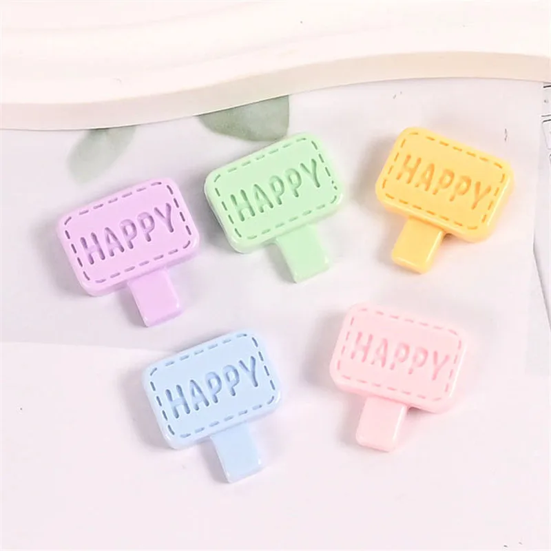 

10pcs New Lovely Candy Color Happy Sign Indicator Resin Patch Fit DIY Phone Case Hairpin Earrings Charm Craft Making R165