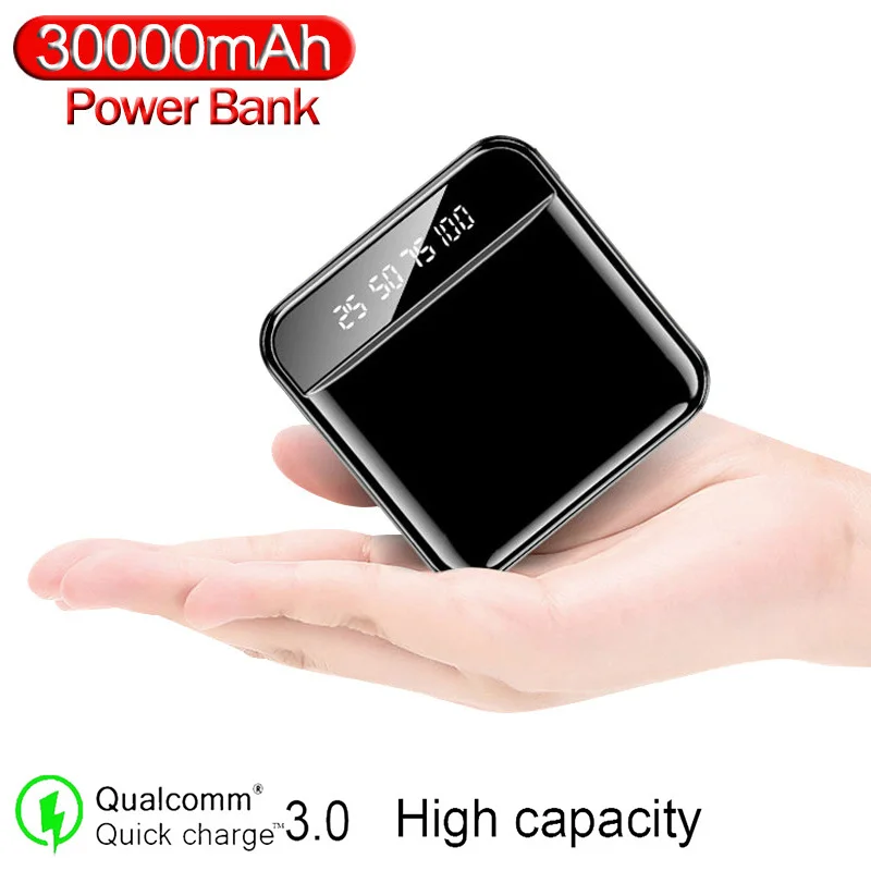 

30000mAh power bank portable external battery charger for iPhone Xiaomi mini power bank Tpye-C LED digital display